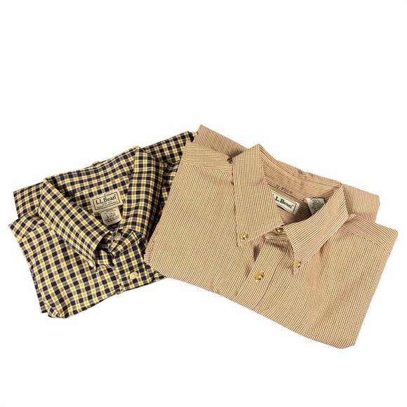 L.L. Bean Other - Lot of 2 LL Bean Mens Tall Long Sleeve Button Down Plaid Micro Check Shirts